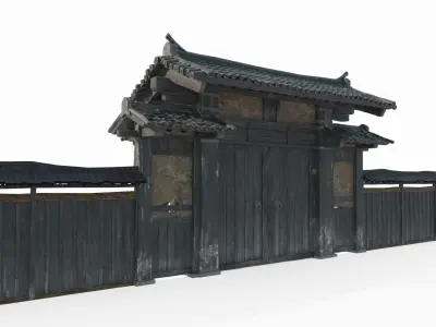Asian Ancient Architecture Gate 3D model purchase