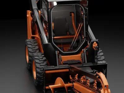Compact Wheel Loader with Trencher 3D model