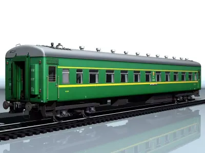 Wagon type 66W PNR Low-poly 3D model
