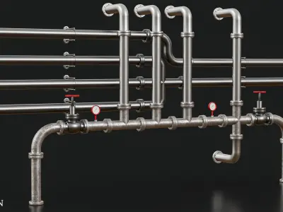 Modular Pipes - Tutorial - 3D Model with texture Low-poly 3D model