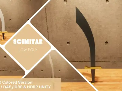 Scimitar - Lowpoly Textured and Colorbased sword Low-poly 3D model