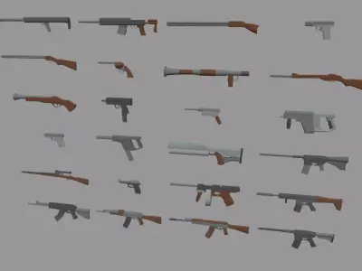 Low Poly Weapon Pack 01 Low-poly 3D model