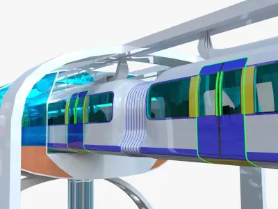 Monorail stations with train 3D Model Pack