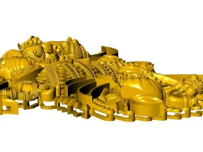 Royal Gandaberunda Mythological Bird Relief Design 3D print model