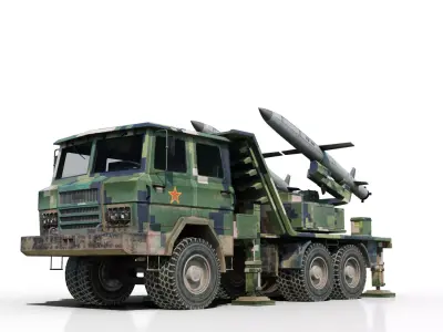 PLA Navy YJ-18 YJ18 ANTI-SHIP MISSILE Launcher Low-poly 3D model