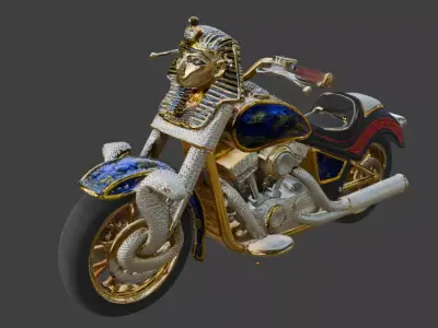  Egyptian Pharaoh Luxury Chopper motorcycle Low-poly 3D model