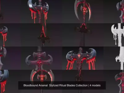 Bloodbound Arsenal  Stylized Ritual Blades Collection 3D Model Pack