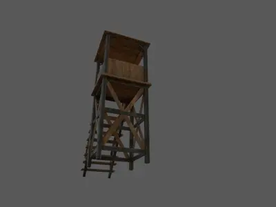 Wooden Guard Tower 3D model Low-poly 3D model