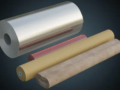 Leather And Steel Rolls 1A Low-poly 3D model