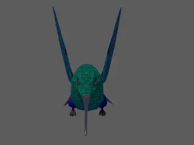 3D hummingbird fighter jet in flight 3D model