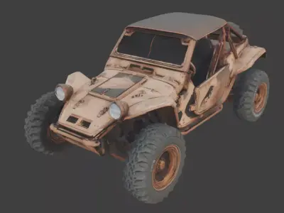 Rusted Wasteland Desert Buggy  Low-poly 3D model
