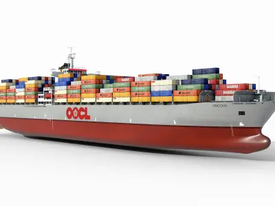 Cargo container ship 300m Low-poly 3D model