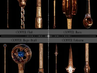 Medieval Weapon Colection Low-poly 3D model