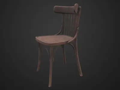 Old wooden chair Low-poly 3D model get