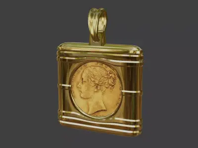 Half sovereign pendant bezel mount 3D print model