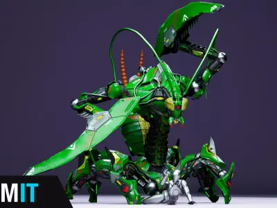 SciFi Insect Mantis Low-poly 3D model