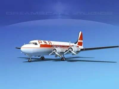 Douglas DC-4 PSA Airlines 3D model