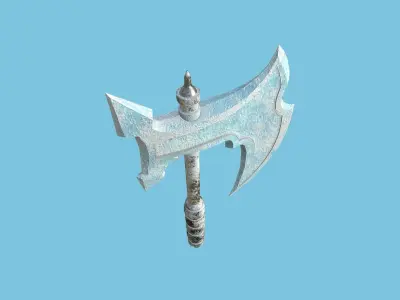 Medieval Battle Axe 08 Ice Elemental - Fantasy Weaponry Low-poly 3D model