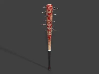 Bloody Nailed Baseball Bat Low-poly 3D model