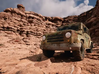 game ready low poly military jeep Low-poly 3D model