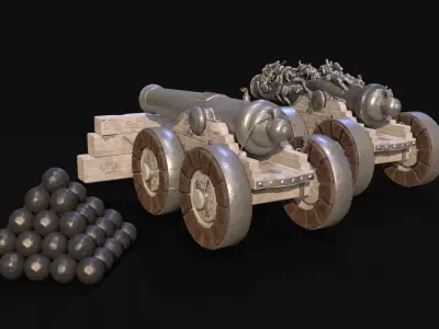Chinese Zodiac Animals Cannon Low-poly 3D model