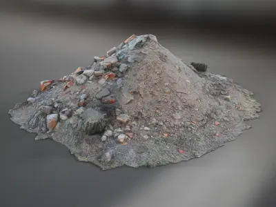 Lowpoly scan a pile of mud bricks Low-poly 3D model