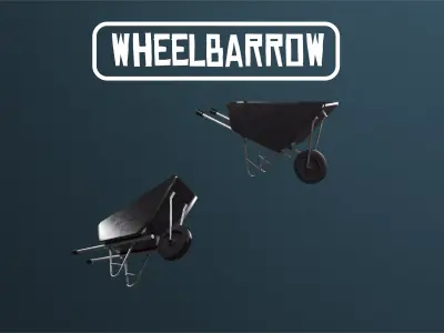 Wheelbarrow Low-poly 3D model 16