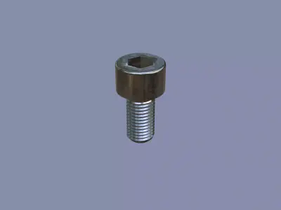Steel Stained M6 Bolt Allen Cap with PBR 4K Textures 3D model