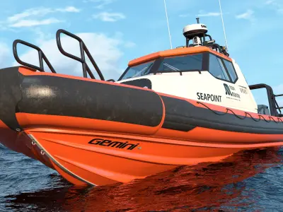Motor Boat Orange Waverider 1060 GRP  purchase 3D model