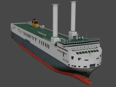 Wind propulsion RO-RO ship Delphine Low-poly 3D model