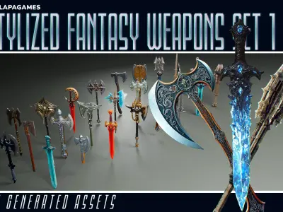 Stylized Fantasy Weapons Set 1 3D model