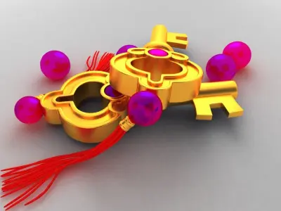 key lock buratino fairytale golden entry security open close 3D model