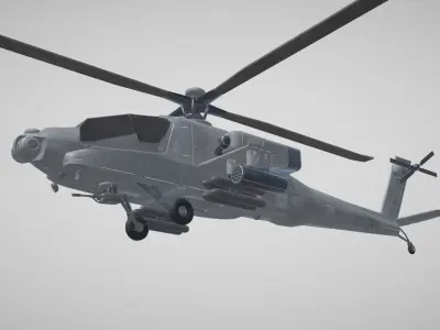 Military AH64 Apache Helicopter Low-poly 3D model