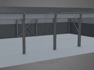 3D Industrial Hangar shed 3D model