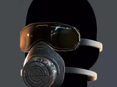 Gas mask helmet 3d model scifi Low-poly  Low-poly 3D model 12