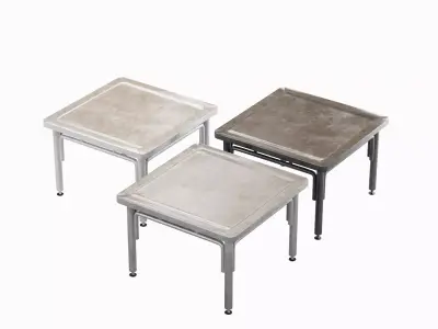 Steel Table Set Low-poly 3D model
