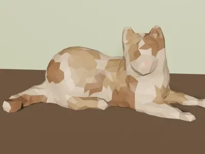 Low Poly Cat Model calico Low-poly 3D model
