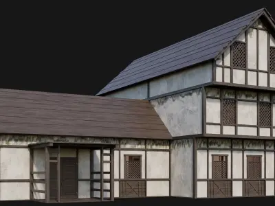 209-210-211-212 Old Medieval Houses Pack 4K Textures Low-poly 3D model