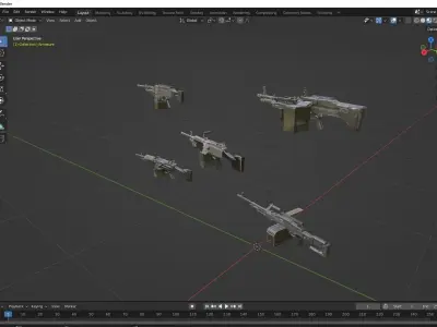 machines guns rigged pack 3D model