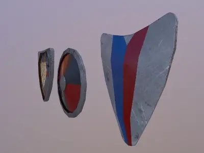 Low Poly Shileds three different shields Free low-poly 3D model