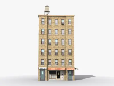 Apartment Building x20 Low-poly 3D model