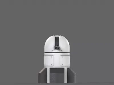 PBR Turret Gun 06 White Low-poly 3D model