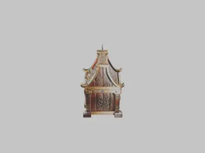 Medieval Wooden Treasure Chest with Metal Details Low-poly 3D model