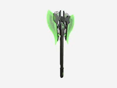 SciFi War Axe B03 Black Green - Sci Fi Weapon Design Low-poly 3D model