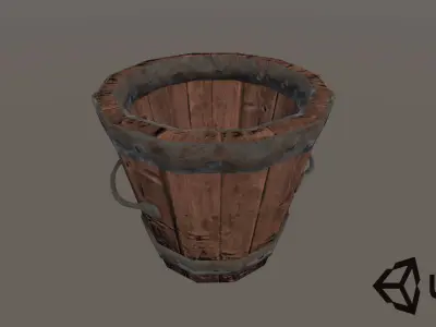 Wooden Bucket  Free low-poly 3D model