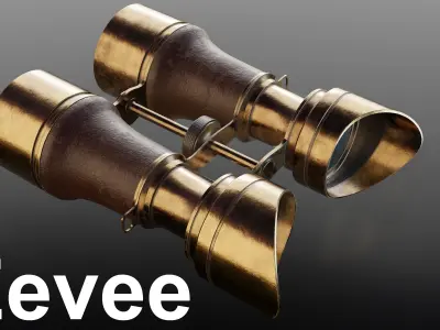 Vintage Brass Binoculars 4K 3D model