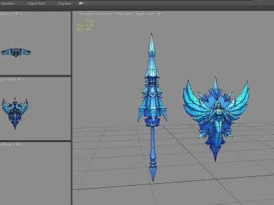 Cartoon Angel goddess Spear Shield Weapon Low-poly 3D model
