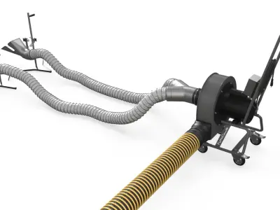  Adjustable Car Exhaust Suction Hose Yellow Rigged for Cinema 4D 