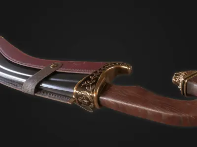 Spartan Elite Kopis Sword Lowpoly Game Ready Model Low-poly 3D model