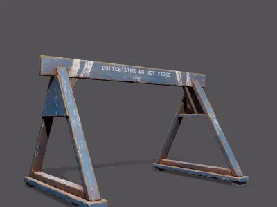 Police Barricade Low-poly Game Ready 3D model Low-poly 3D model
